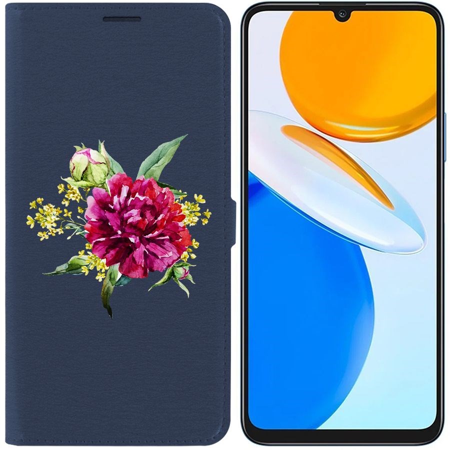 

Чехол-книжка Eco Book для Honor X7 Цветочная акварель, Синий