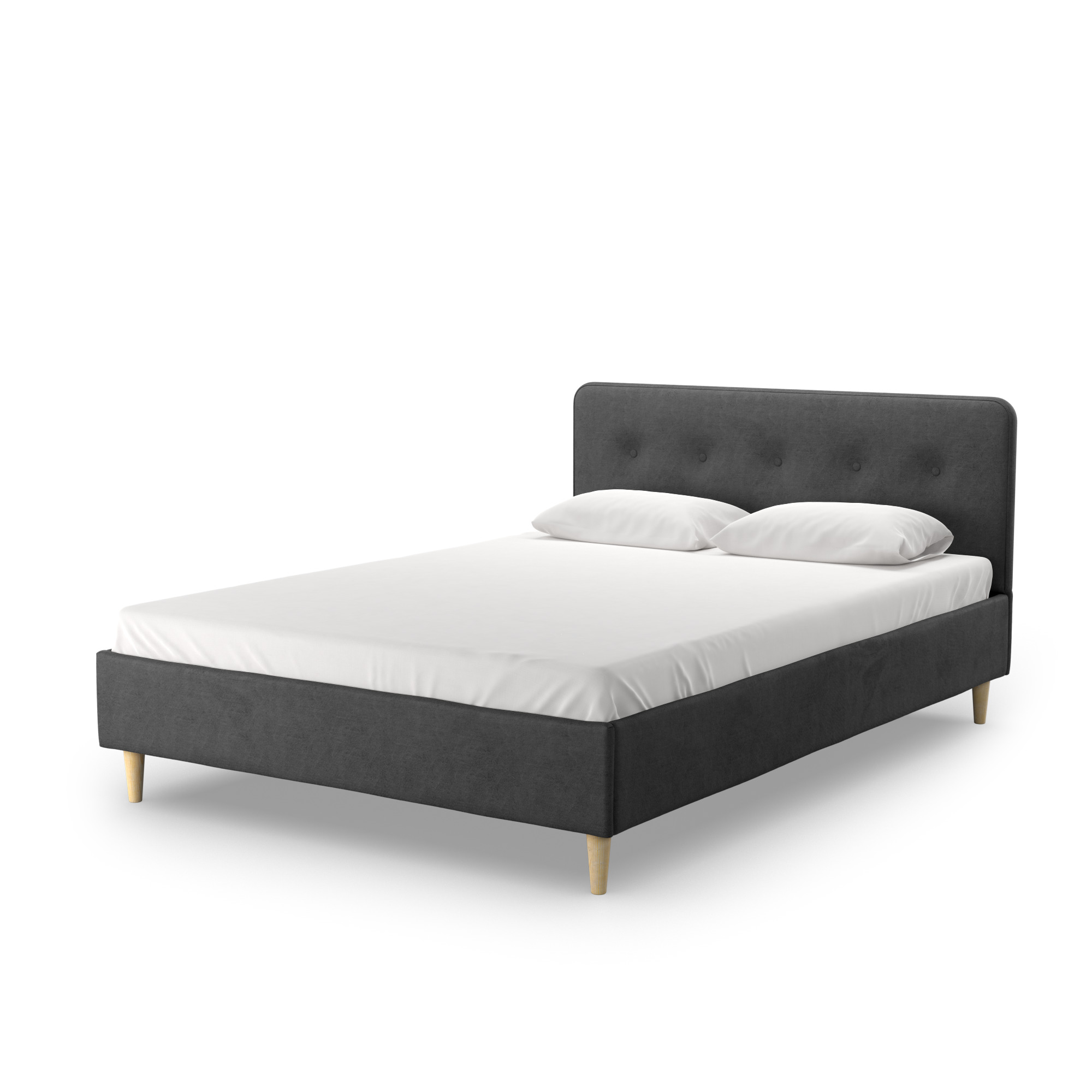 Кровать двуспальная Salotti Дримс 160, велюр, ткань Тако, темно-серый, 160x200