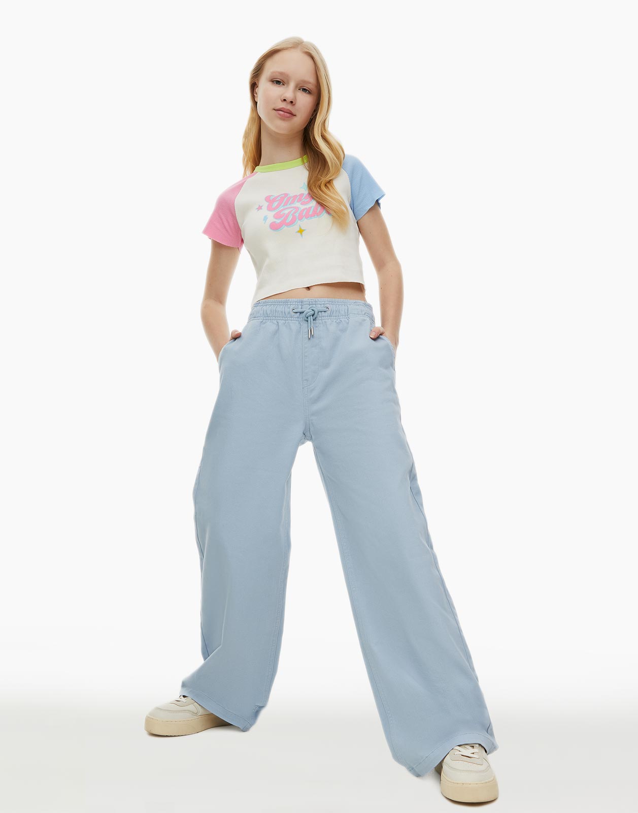 Серо-голубые джинсы Easy Fit Long leg для девочки р.128