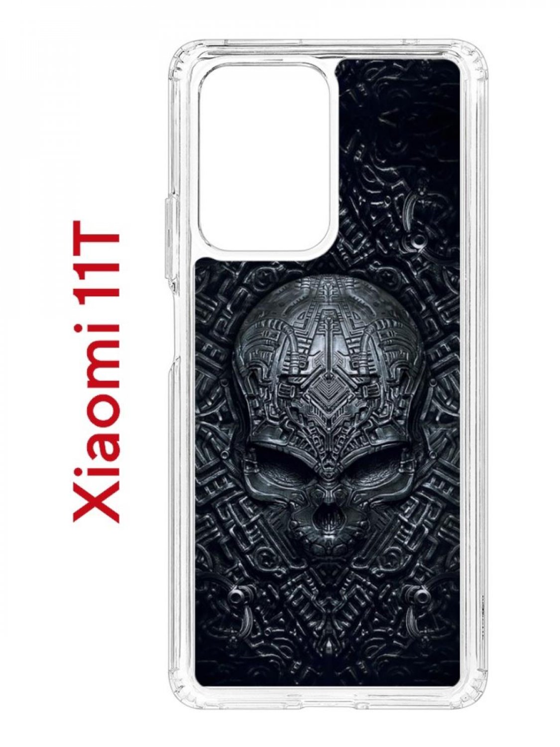 Чехол на Xiaomi 11T/11T Pro Kruche Print Череп техно,противоударный бампер с принтом