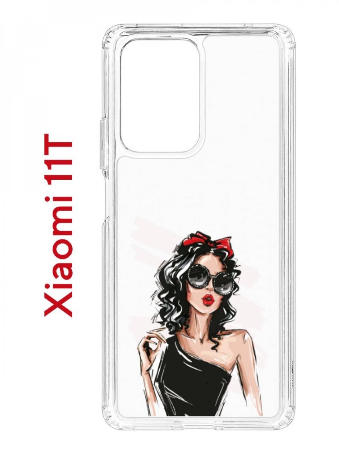 Чехол на Xiaomi 11T/11T Pro Kruche Print Фэшн леди,противоударный бампер,с защитой камеры