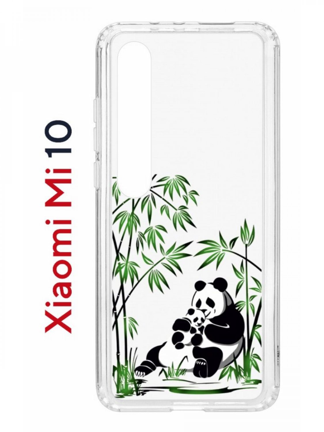 Чехол на Xiaomi Mi 10/Mi 10 Pro Kruche Print Панды,противоударный бампер,с защитой камеры