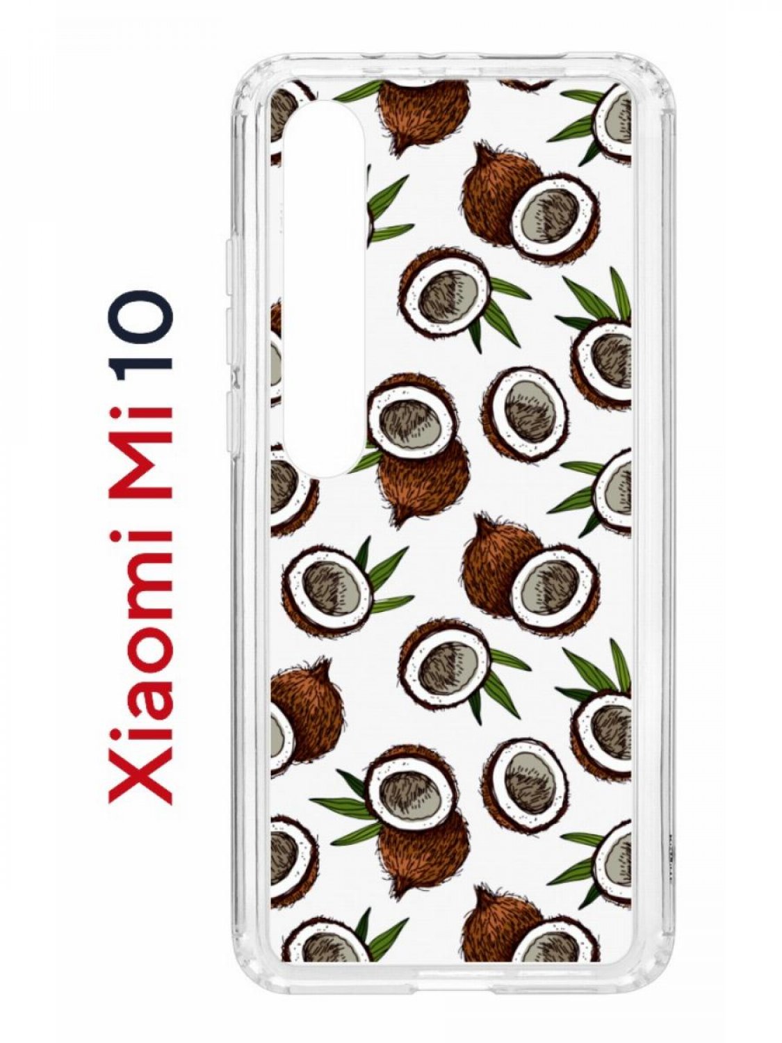 Чехол на Xiaomi Mi 10/Mi 10 Pro Kruche Print Кокосы,противоударный бампер,с защитой камеры