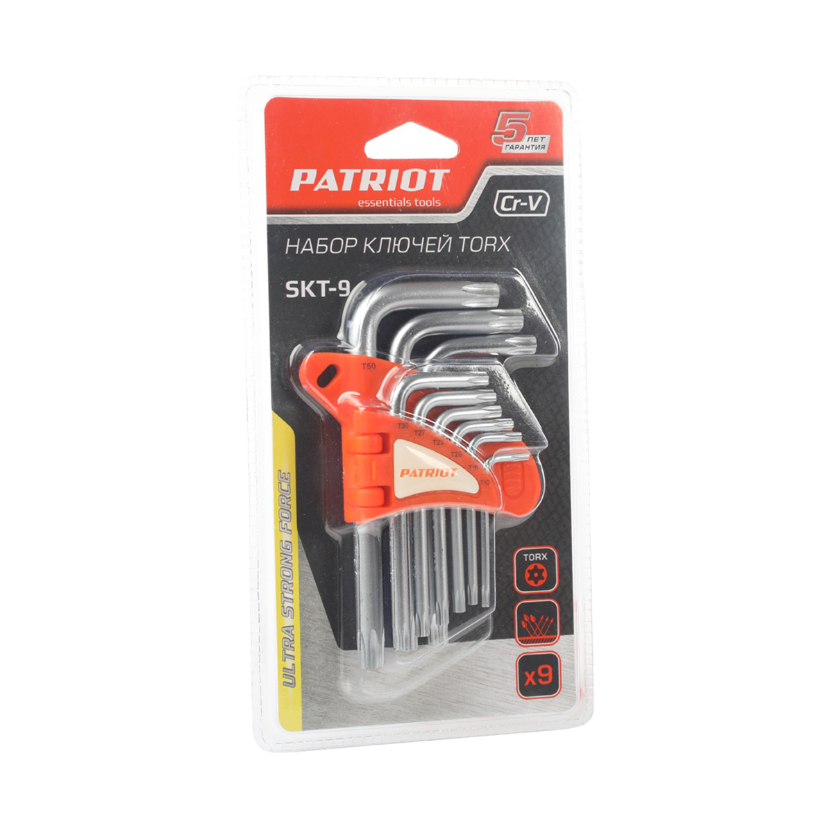 Ключи шестигранные PATRIOT TORX SKТ-9 221997 Т10 - Т50 набор 9 ШТ