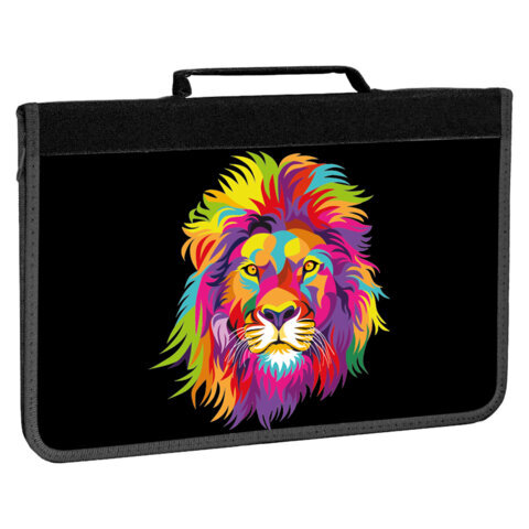 фото Папка для труда на молнии brauberg "colorful lion" а4 с ручкой, 1 отделение, органайзер