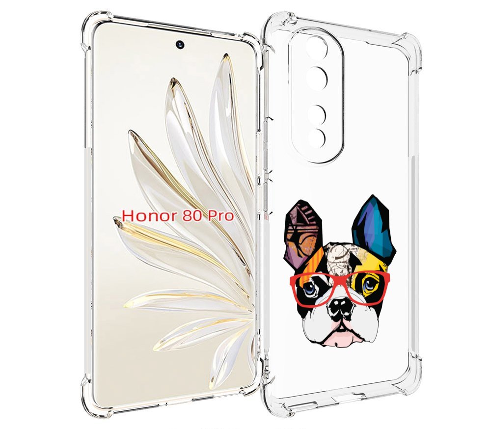 

Чехол MyPads Мопс-в-очках для Honor 80 Pro, Прозрачный, Tocco