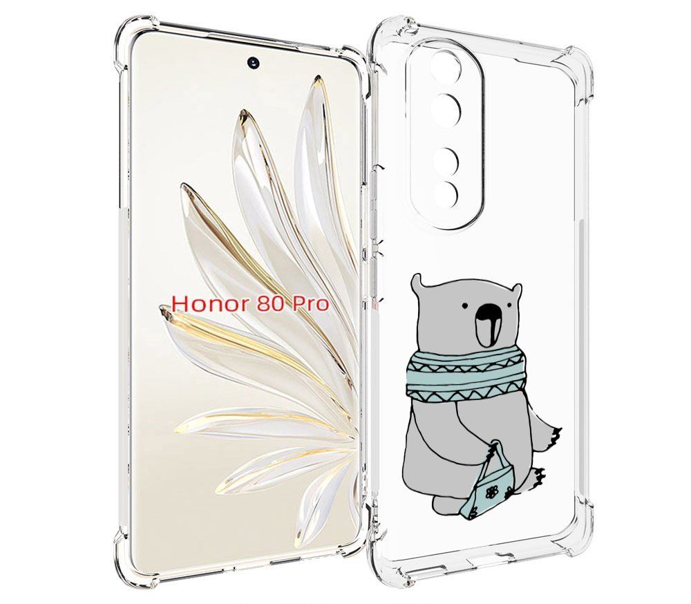 

Чехол MyPads Модный медведь для Honor 80 Pro, Прозрачный, Tocco