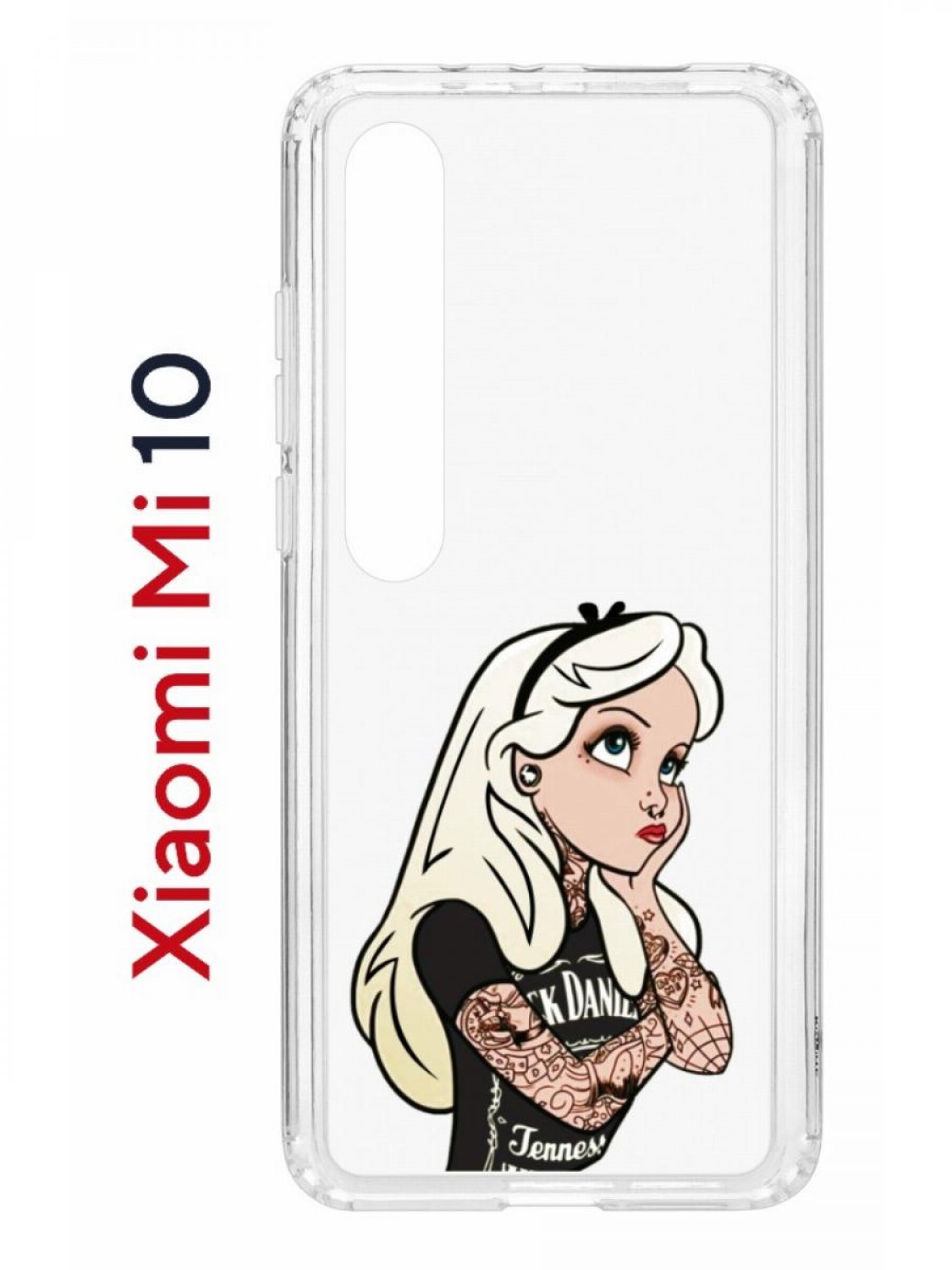 Чехол на Xiaomi Mi 10/Mi 10 Pro Kruche Print Tattoo Girl,противоударный бампер с принтом