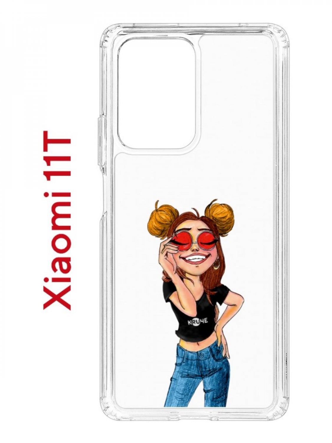 фото Чехол на xiaomi 11t/11t pro kruche print smiling,противоударный бампер с принтом кruче