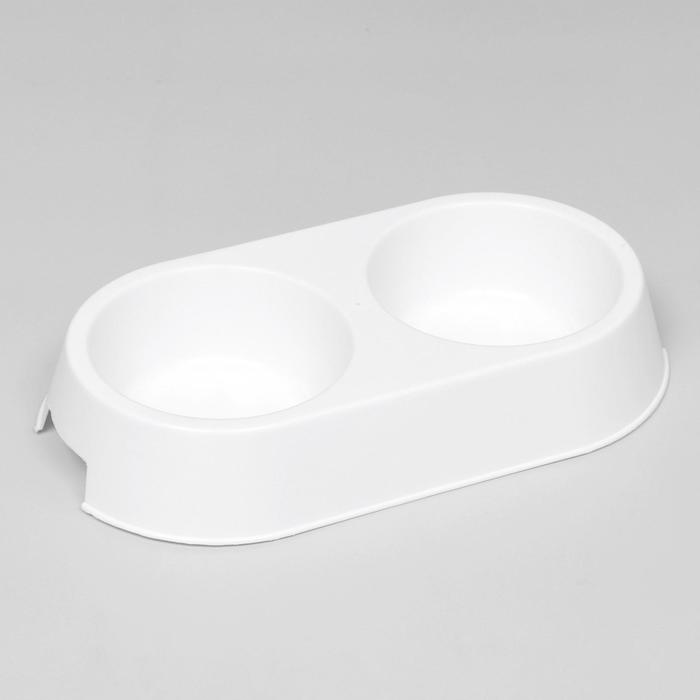 

Миска для домашнего питомца пластиковая двойная белая 29,5х16,5х5 см 2 шт, Белый