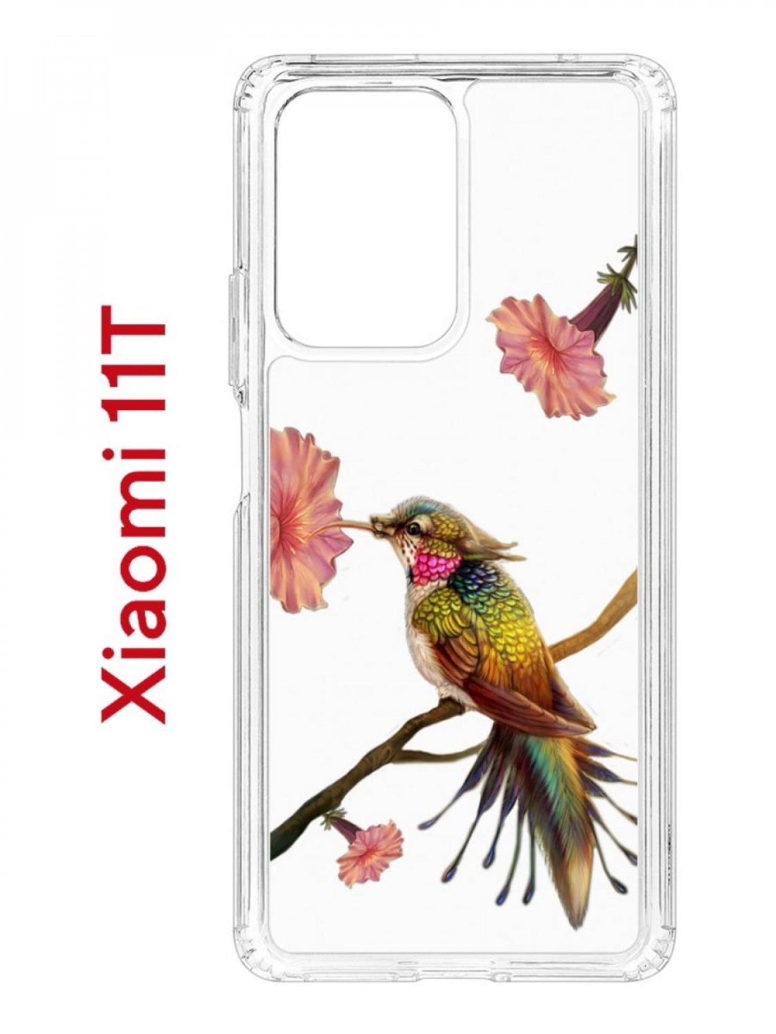 Чехол на Xiaomi 11T/11T Pro Kruche Print Колибри,противоударный бампер с принтом