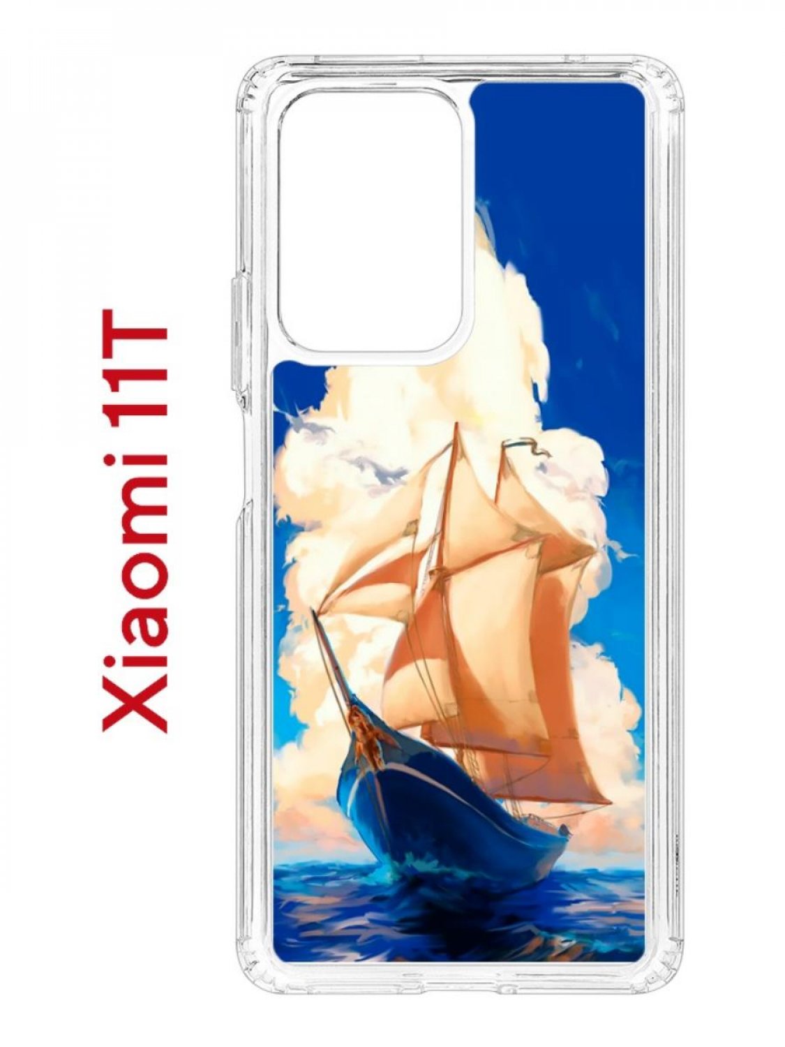 Чехол на Xiaomi 11T/11T Pro Kruche Print Парусник,противоударный бампер с принтом