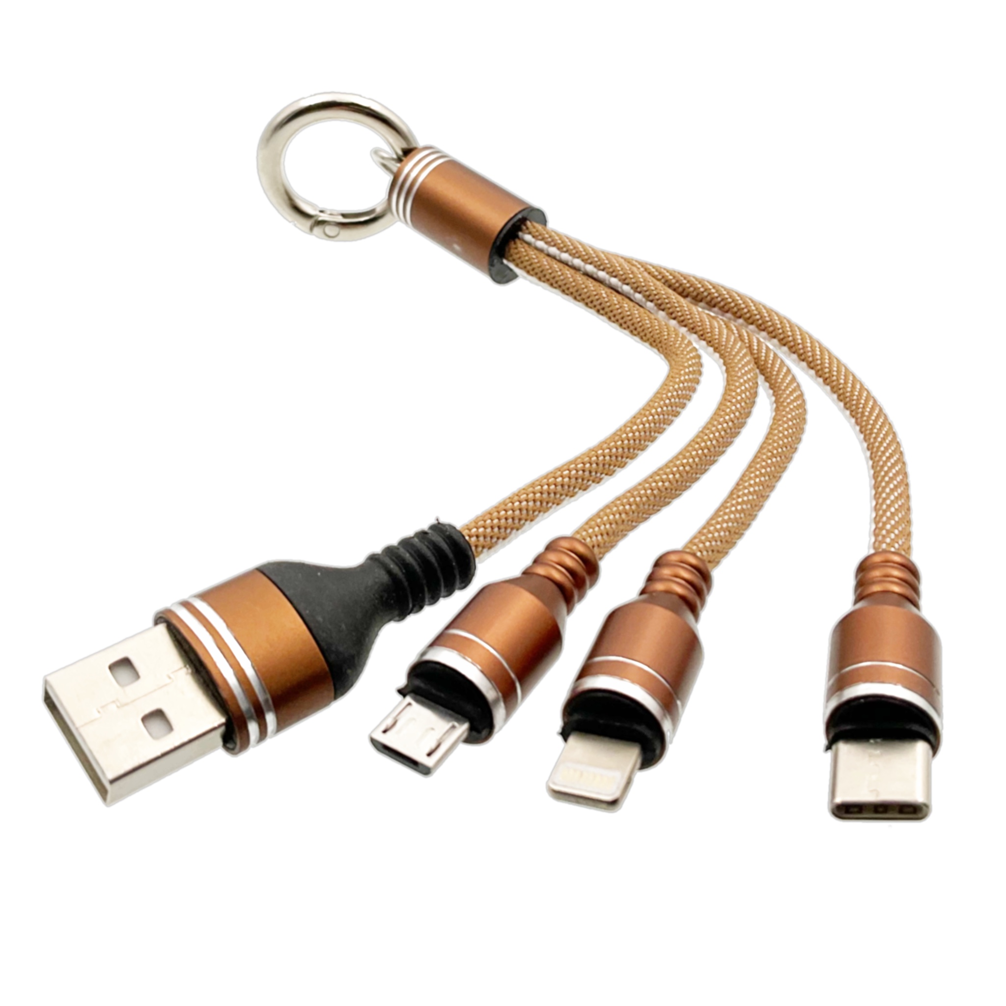 

Кабель lightning/type-c/micro - usb QVATRA 0.15 м коричневый