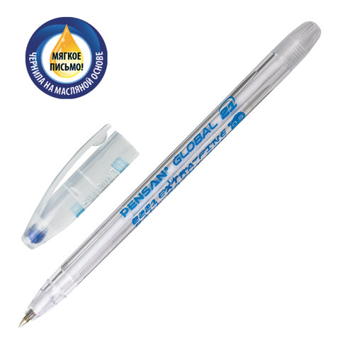 

Ручка шариковая масляная Pensan Global-21, синяя, корпус прозрачный, 2221, 24 шт