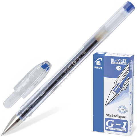 

Ручка гелевая Pilot G-1, синяя, корпус прозрачный, BL-G1-5T, 12 шт