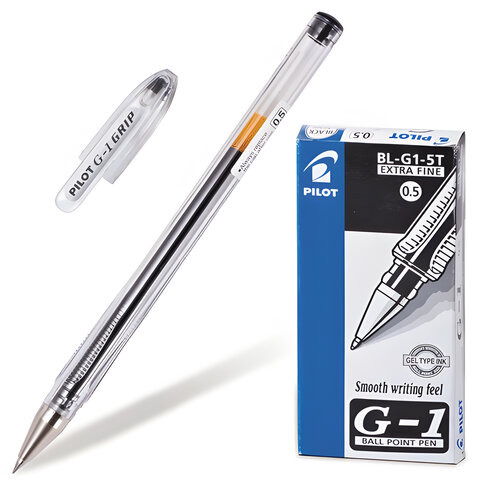 

Ручка гелевая Pilot G-1, черная, корпус прозрачный, BL-G1-5T, 12 шт