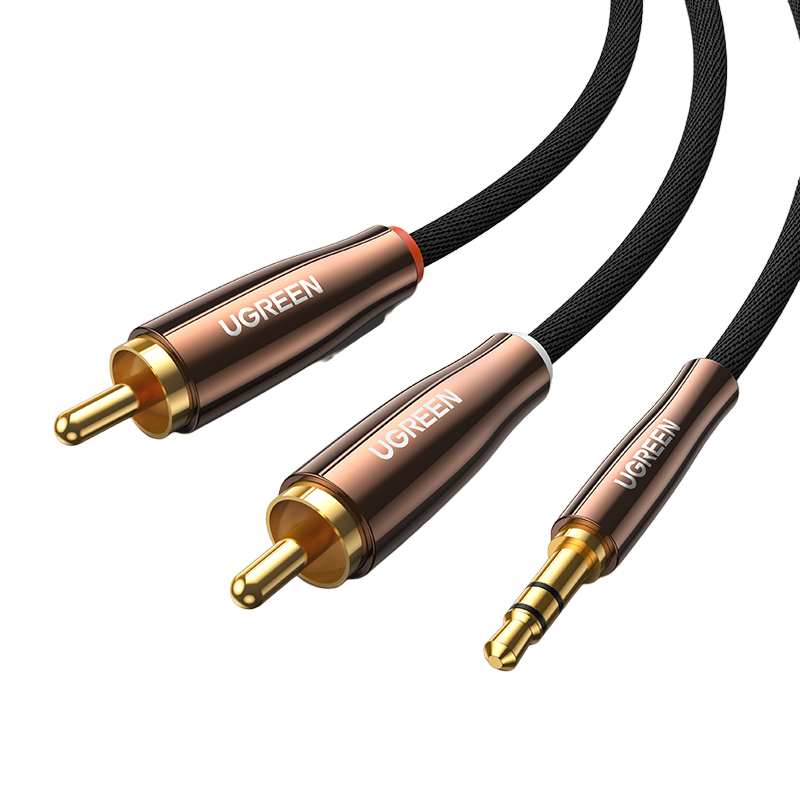 

Кабель uGreen AV170 2RCA - Jack 3.5, 1м, Черный/темно-медный, AV170