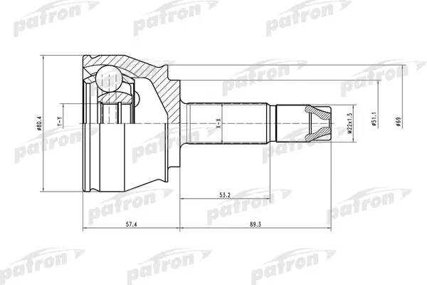 ШРУС наружн к-кт 22x51x22 FIAT: Doblo 01- PATRON PCV1374 100056207095