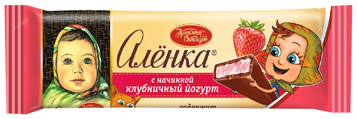 Шоколадный батончик Аленка молочный клубничный йогурт 45 г