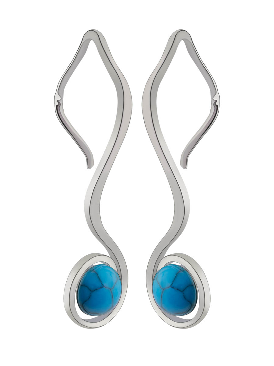 

Серьги продевки из бижутерного сплава OTOKODESIGN 1-56463, бирюза, 1-56463