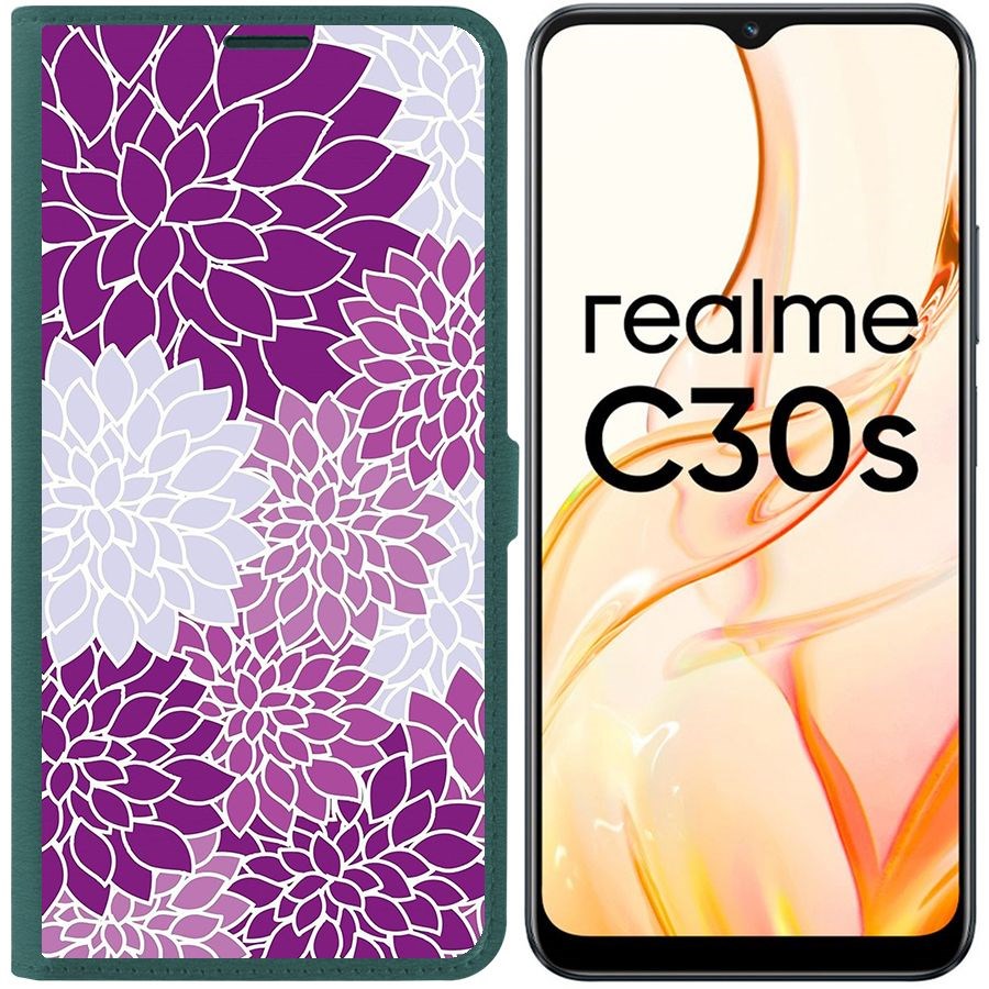 

Чехол-книжка Eco Book для Realme C30s Цветочный паттерн 2, Зеленый