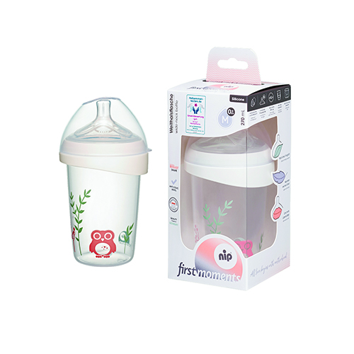 Бутылочка NIP серии First Moments 270 ml, размер отверстия M накладка на грудь nip first moments 2 шт