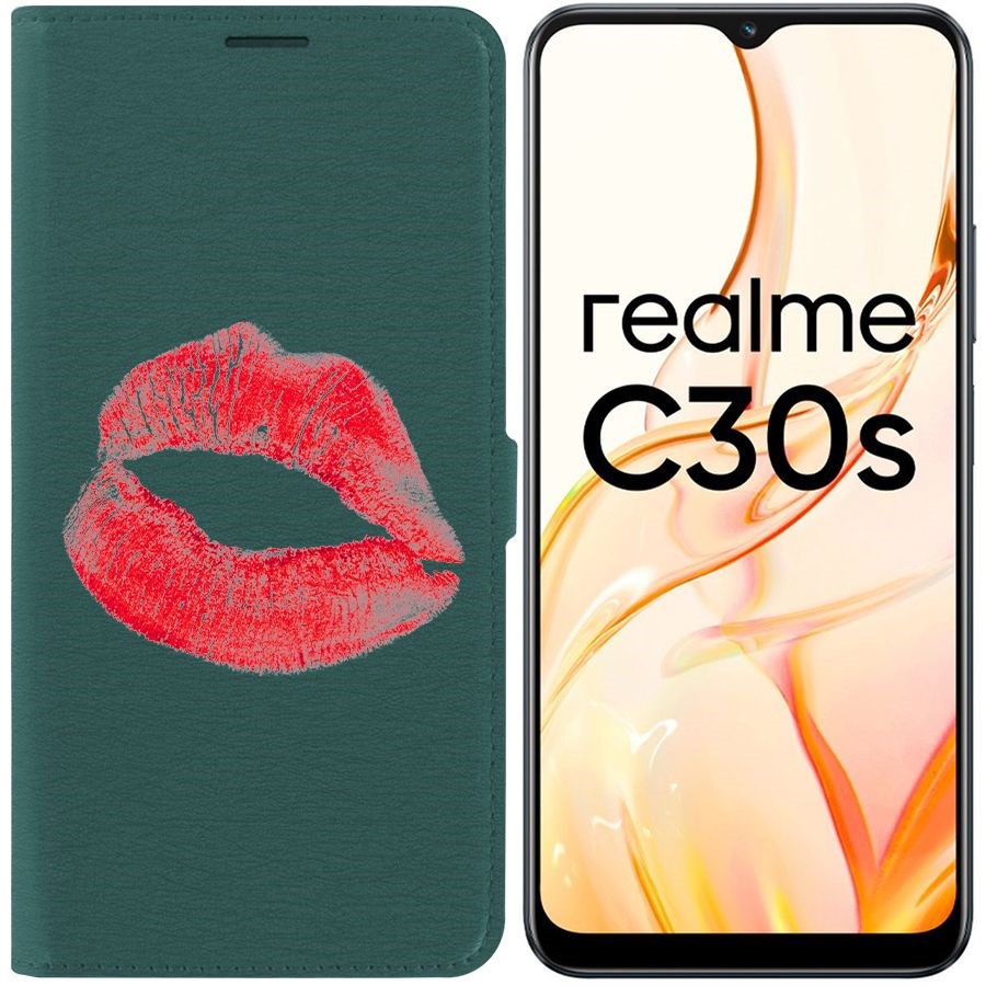 

Чехол-книжка Eco Book для Realme C30s След помады, Зеленый