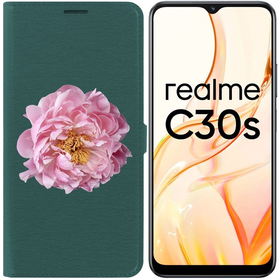 

Чехол-книжка Eco Book для Realme C30s Розовый пион, Зеленый