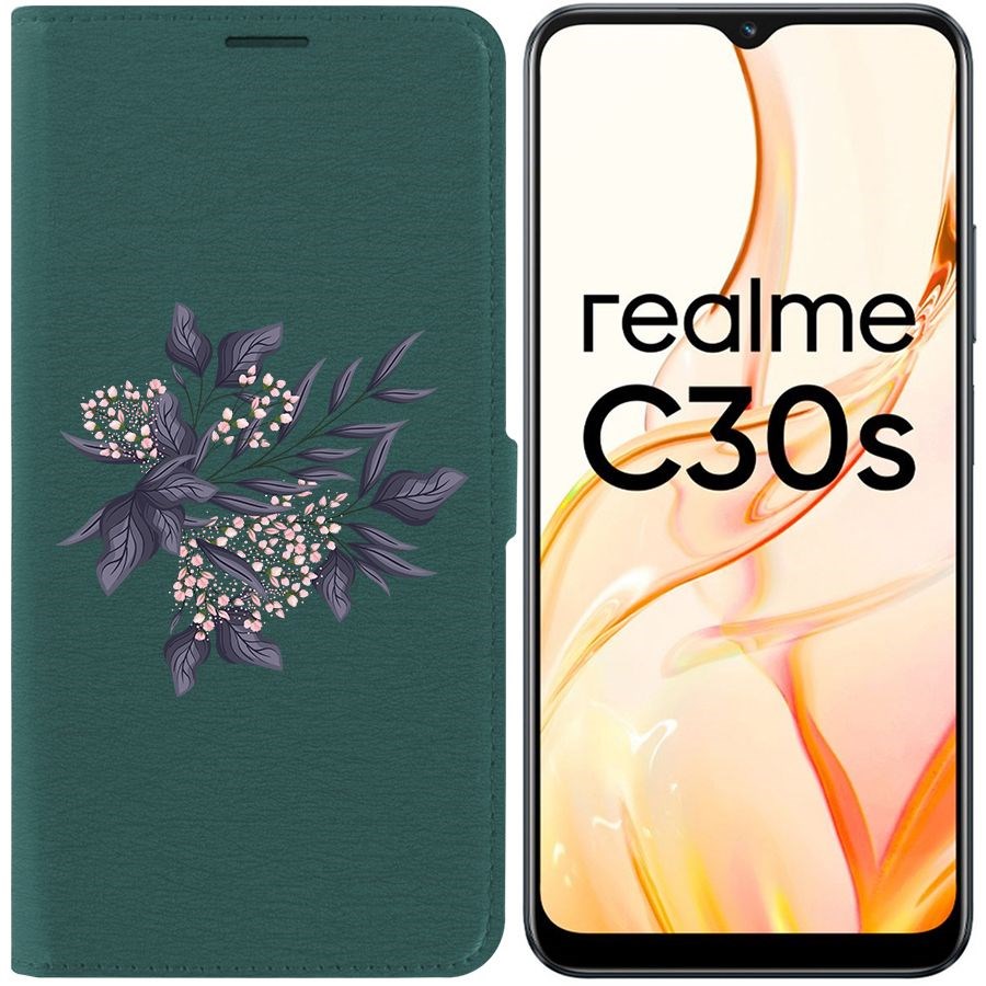 Чехол-книжка Eco Book для Realme C30s Розовые бутоны