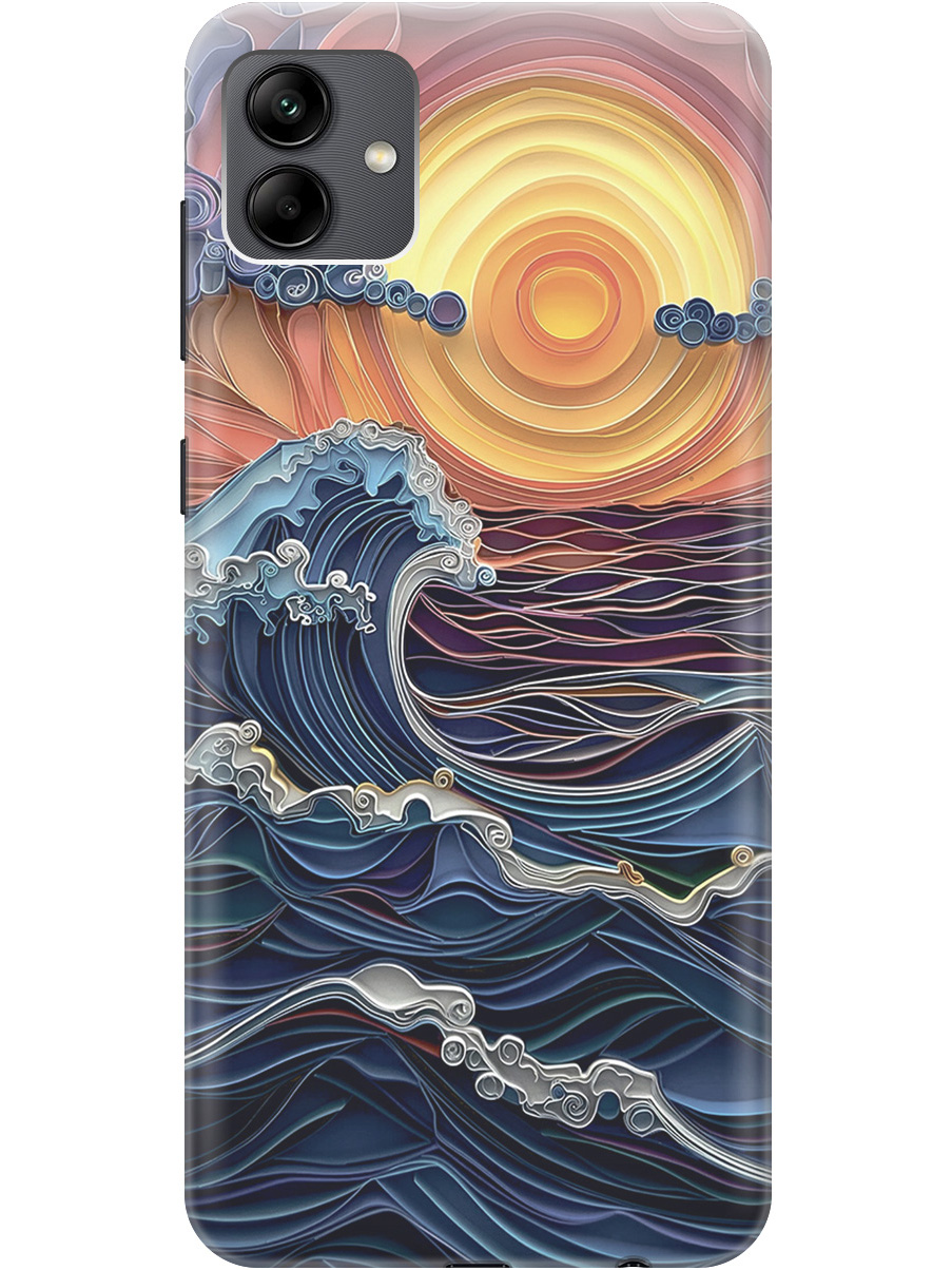 

Силиконовый чехол на Samsung Galaxy A04 с принтом "Волны на закате", 766735010