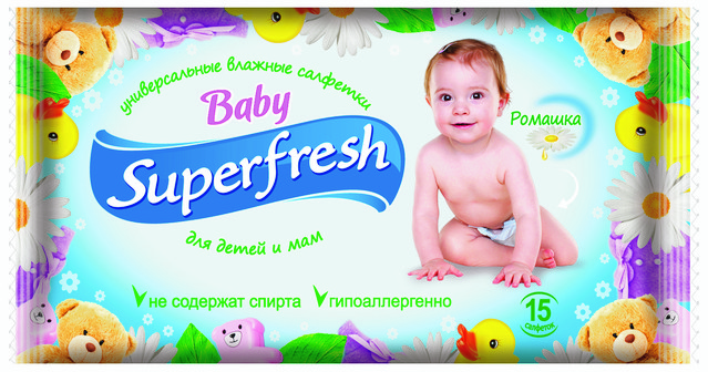 фото Влажные салфетки биосфера superfresh для детей 15 шт.