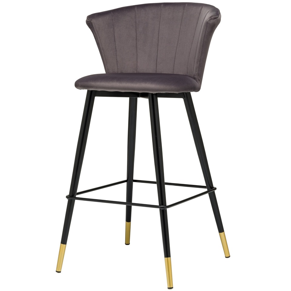 фото Барный стул marlon серый велюр / by-18-grey storeforhome