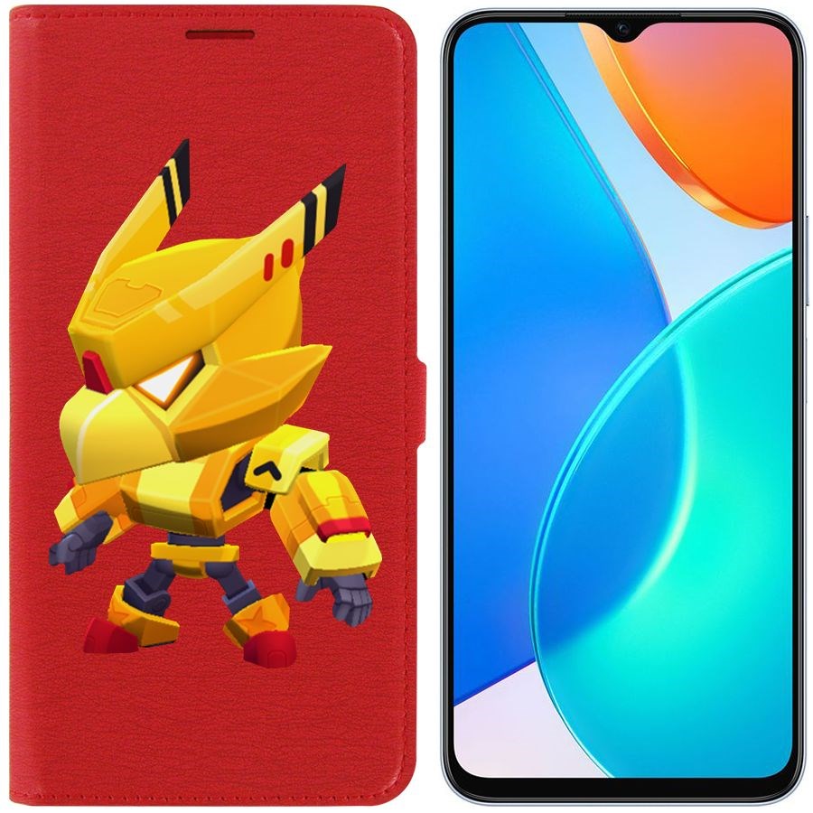 

Чехол-книжка Eco Book для Honor X6 Brawl Stars-Ворон Золотой Меха