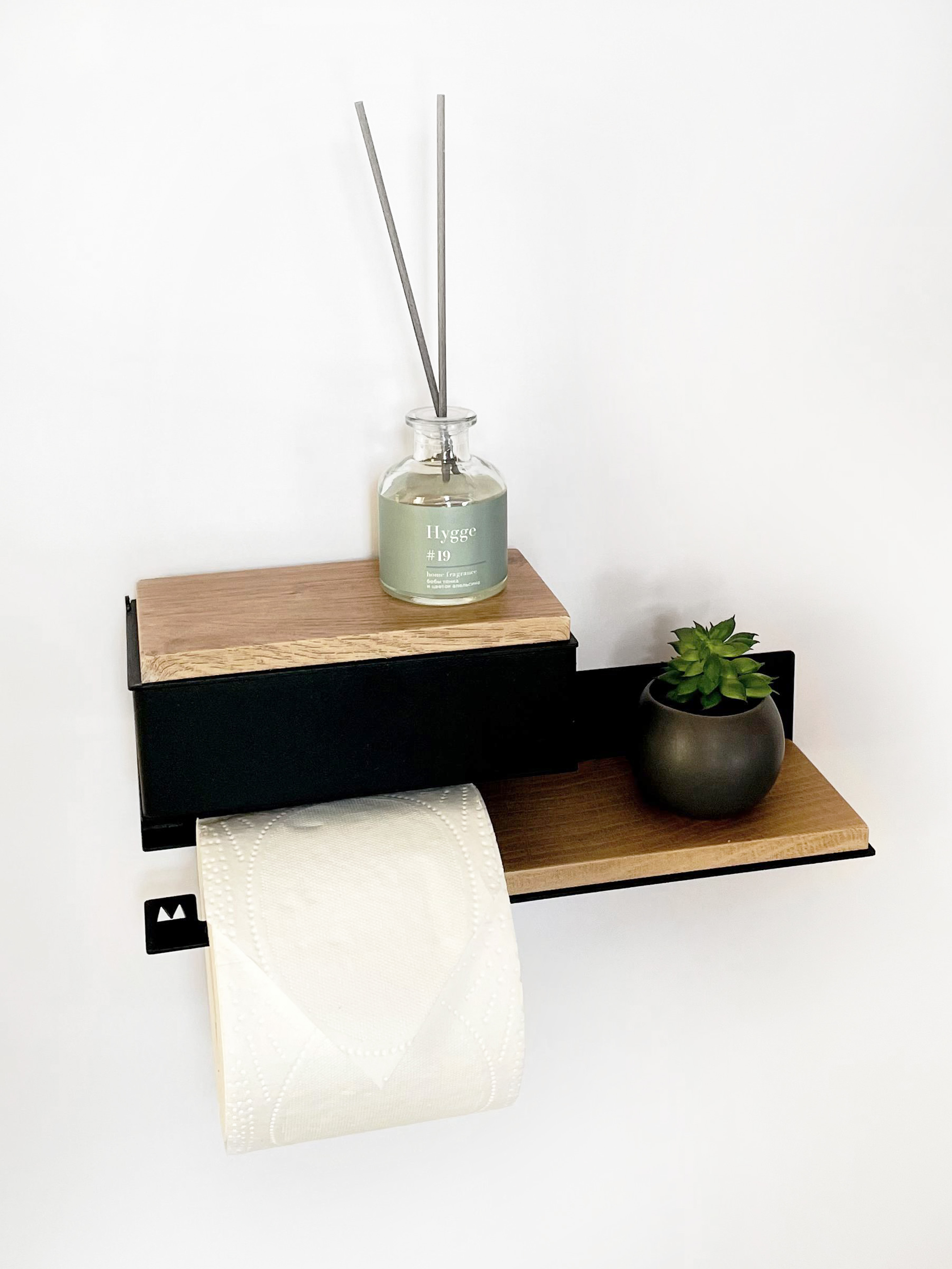 Держатель для туалетной бумаги с деревянной полкой с ящиком  Molinardi Creativo