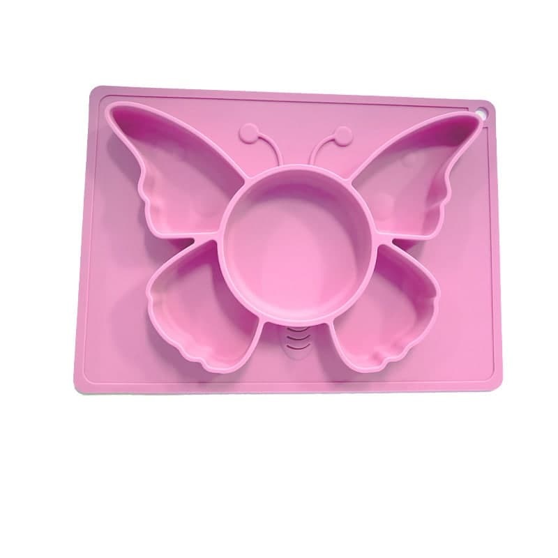 фото Детская силиконовая тарелка aiden-kids бабочка, первый прикорм , розовый