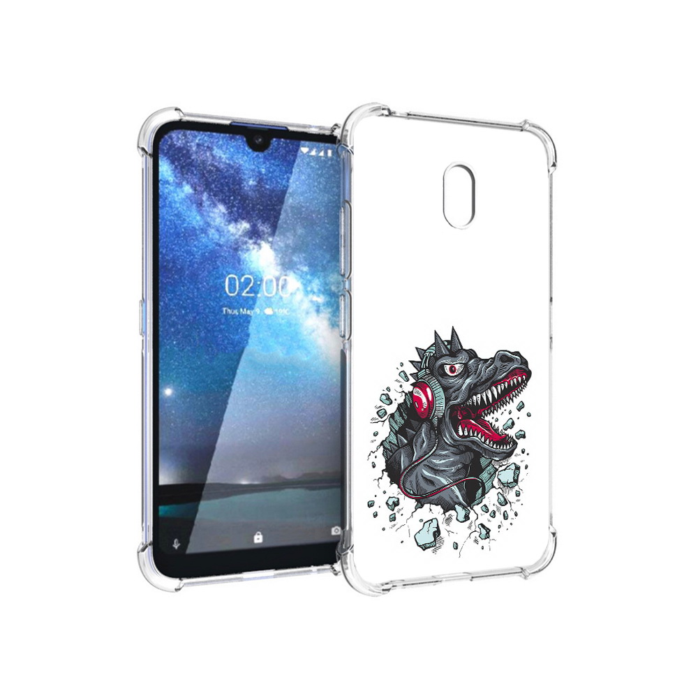 

Чехол MyPads Tocco для Nokia 2.2 Нарисованный динозавр в наушниках (PT134721.103.124), Прозрачный, Tocco