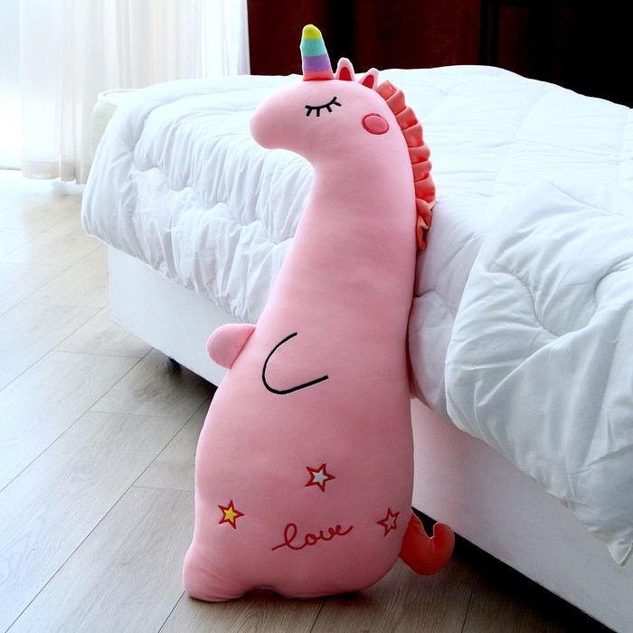 Мягкая игрушка-подушка Единорожка, 80 см, цвет розовый мягкая игрушка подушка кот батон 150 см розовый