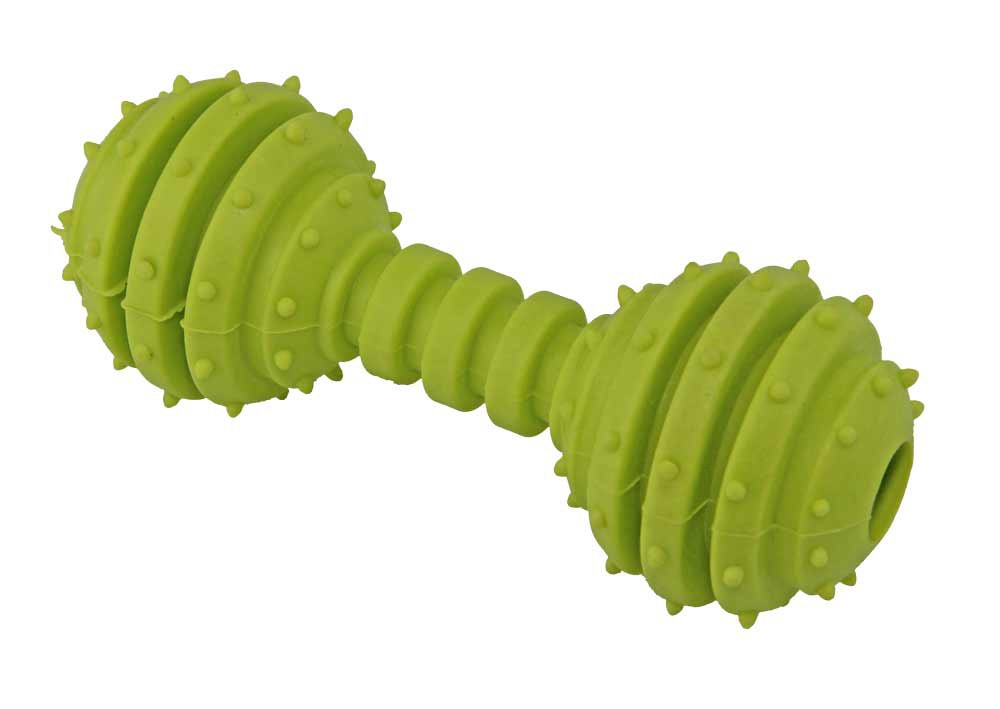 

Жевательная игрушка для собак DOGMAN Гантель звенящая, зеленый, 12 см, Гантель звенящая