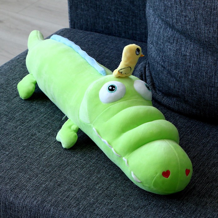 Мягкая игрушка-подушка Крокодил с уточкой, 65 см, цвет зеленый
