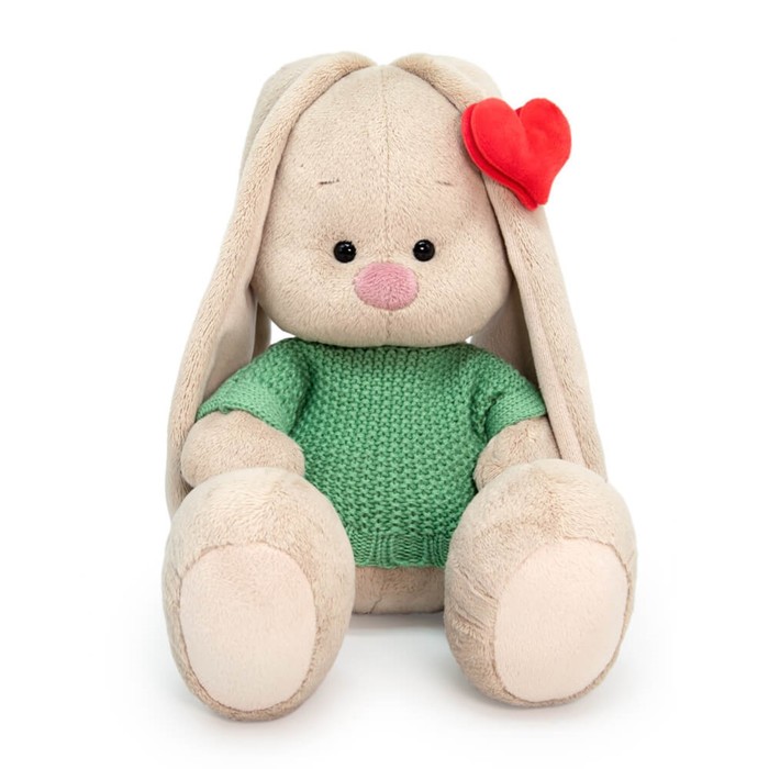 фото Мягкая игрушка зайка ми в свитере и с сердечком на ушке, 23 см nobrand
