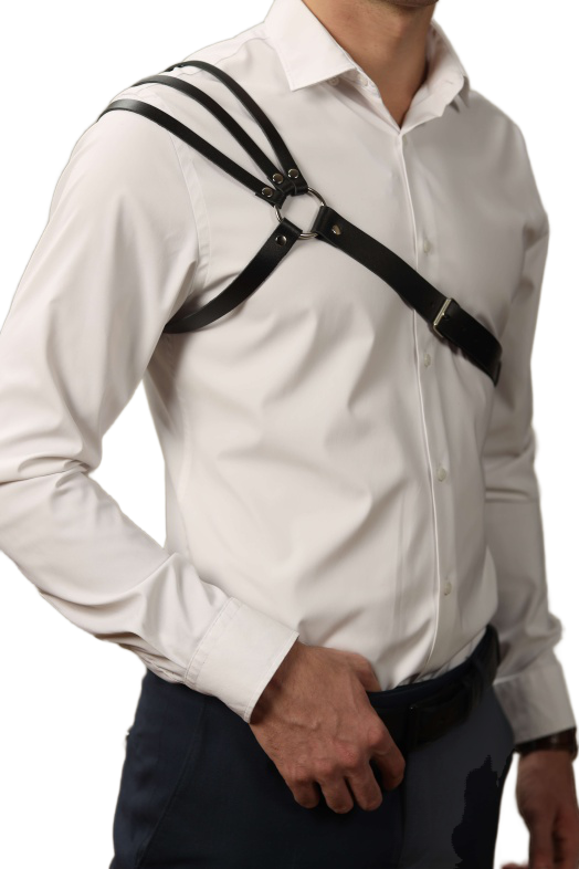 Портупея мужская BDSM Арсенал асимметричная №10, черная