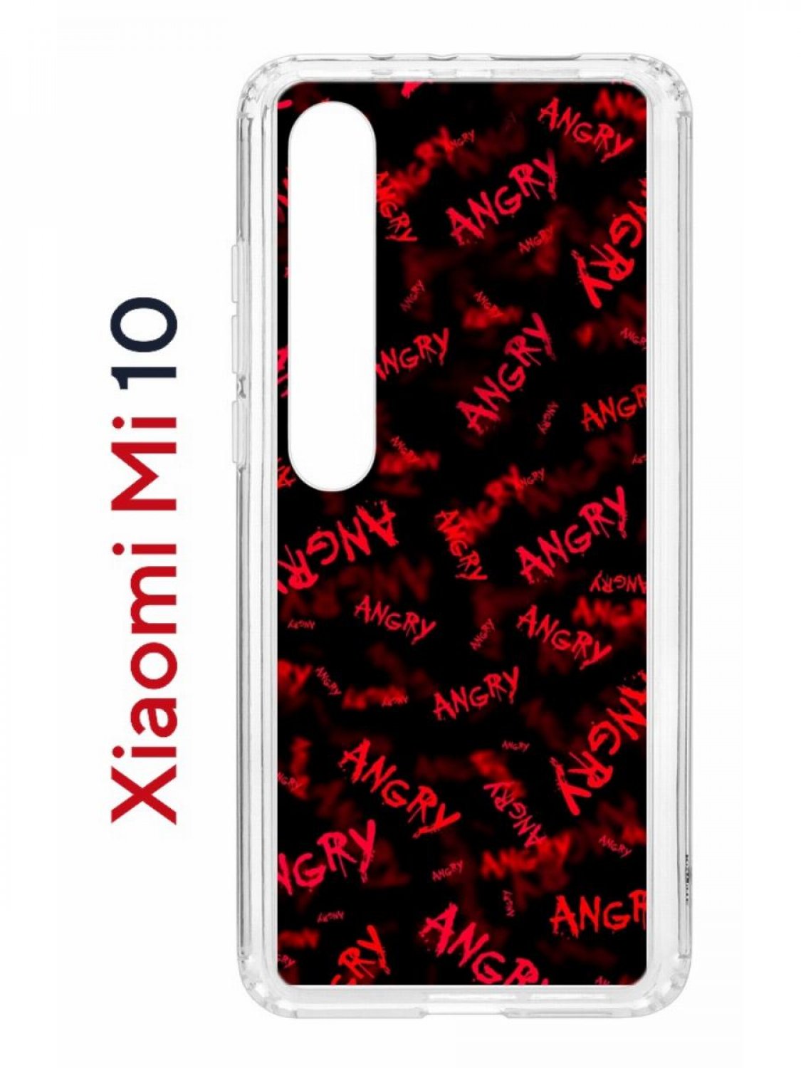 Чехол на Xiaomi Mi 10/Mi 10 Pro Kruche Print Angry,противоударный бампер,с защитой камеры