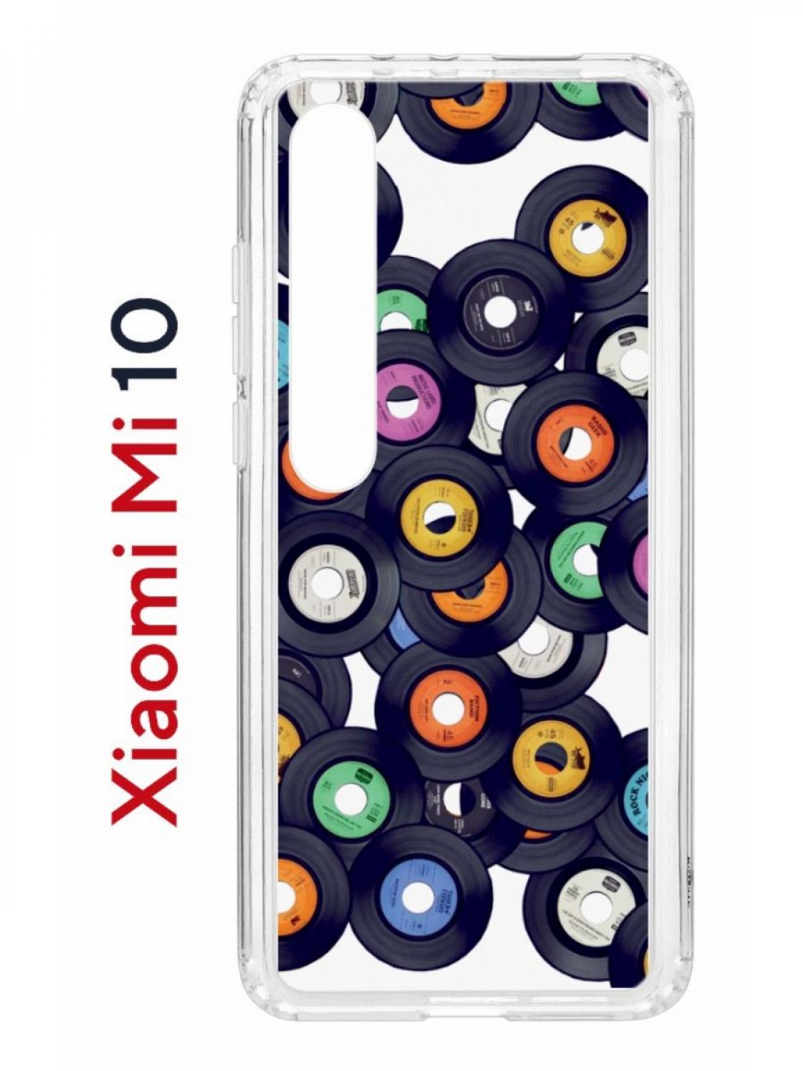 Чехол на Xiaomi Mi 10/Mi 10 Pro Kruche Print Виниловые пластинки,противоударный бампер