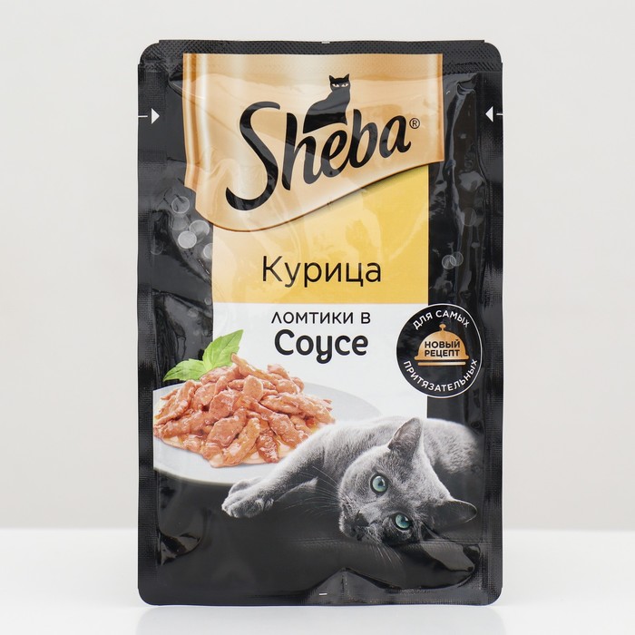 Влажный корм для кошек Sheba курица ломтики в соусе 28шт по 75г 1480₽