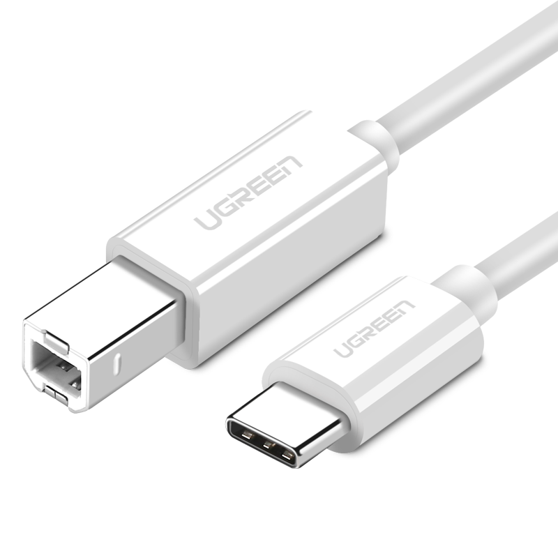 

Кабель UGREEN US241 (40560) USB-C 2.0 To USB-B 2.0 для подключения принтера, 1м., белый, US241