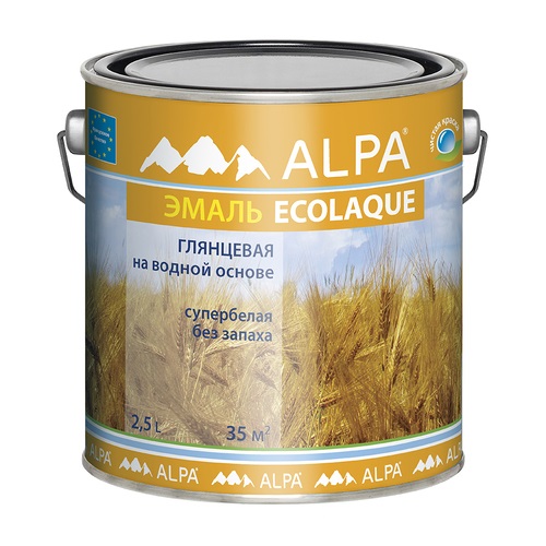 

Эмаль универсальная Alpa Ecolaque глянцевый 2,5 л, Белый