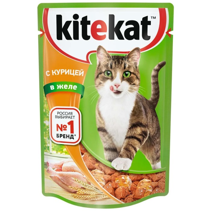 Влажный корм для кошек KiteKat, курица в желе, 28шт по 85г