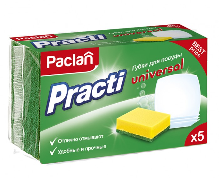 фото Губки paclan universal для посуды 5 шт