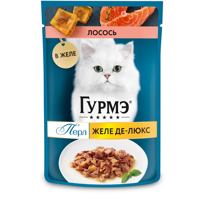 

Влажный корм для кошек GOURMET PERLE лосось в желе 26 шт по 75 г