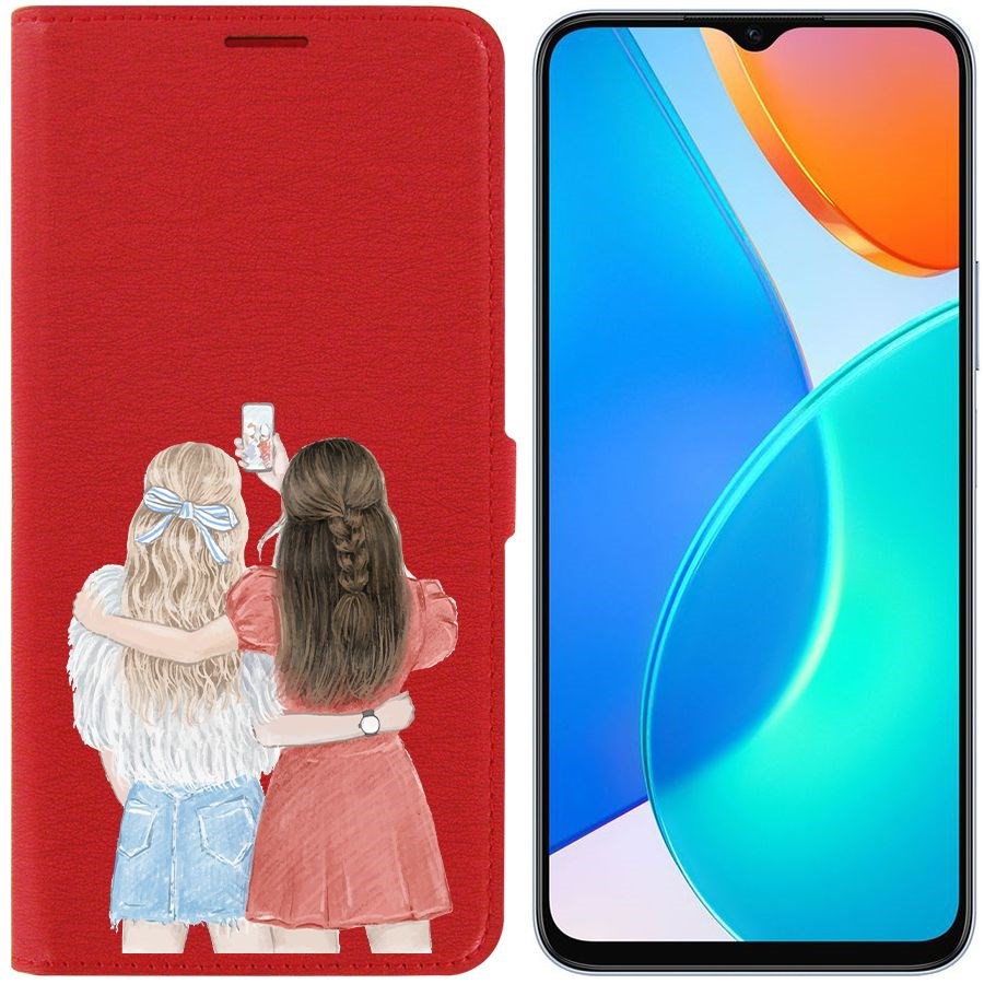 

Чехол-книжка Eco Book для Honor X6 Лучшие подруги, Красный